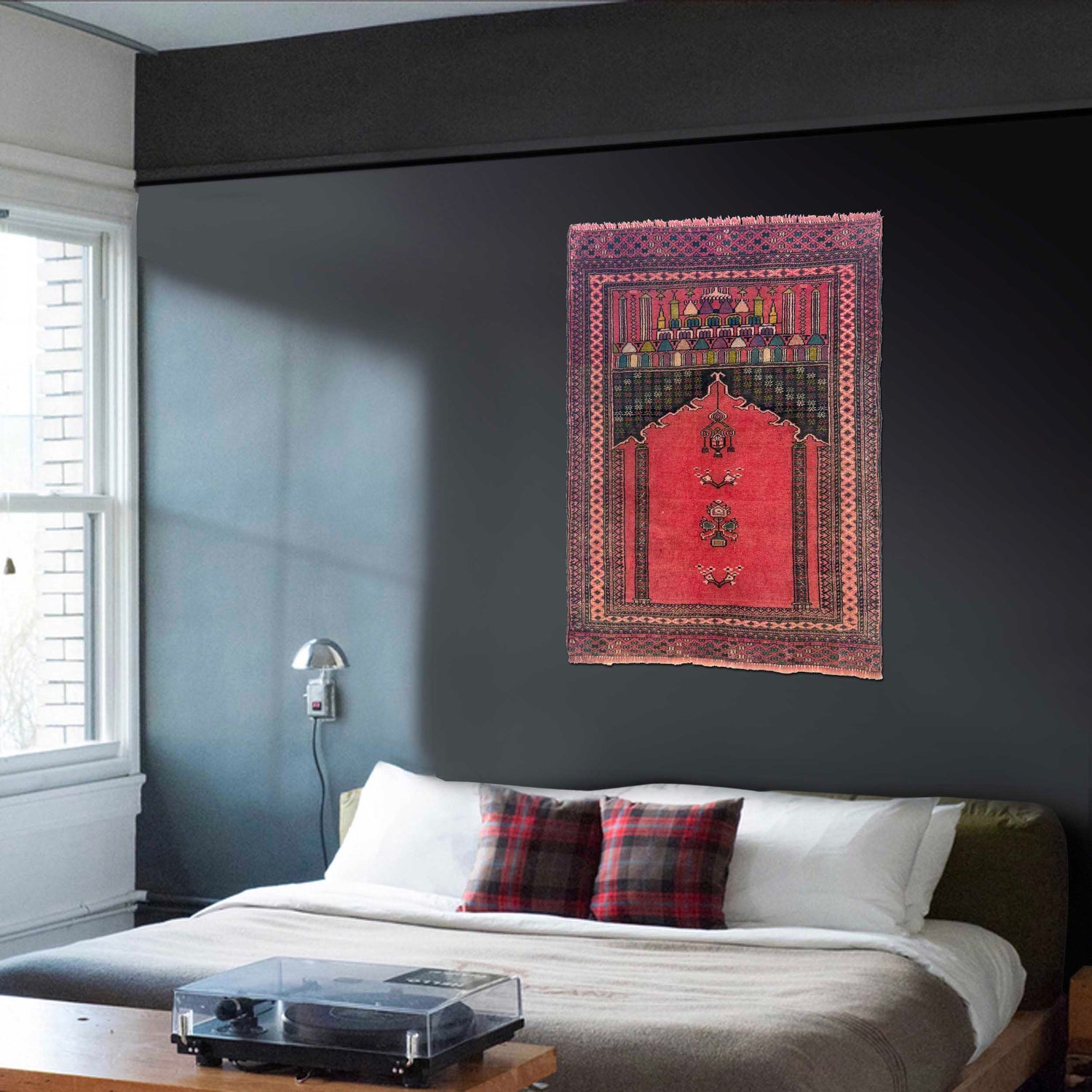 Baluchi Rug Handmade Red Prayer Design 2x4 ft