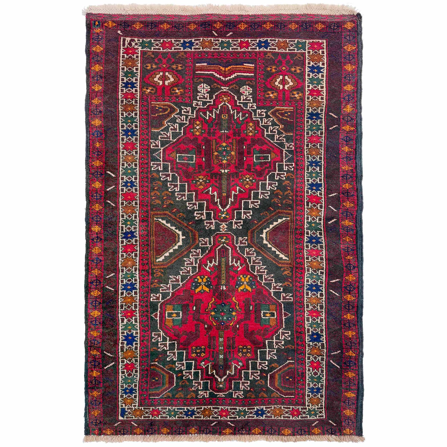 Baluchi Rug Handmade Multi Geometric 3x5 ft