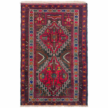 Baluchi Rug Handmade Multi Geometric 3x5 ft