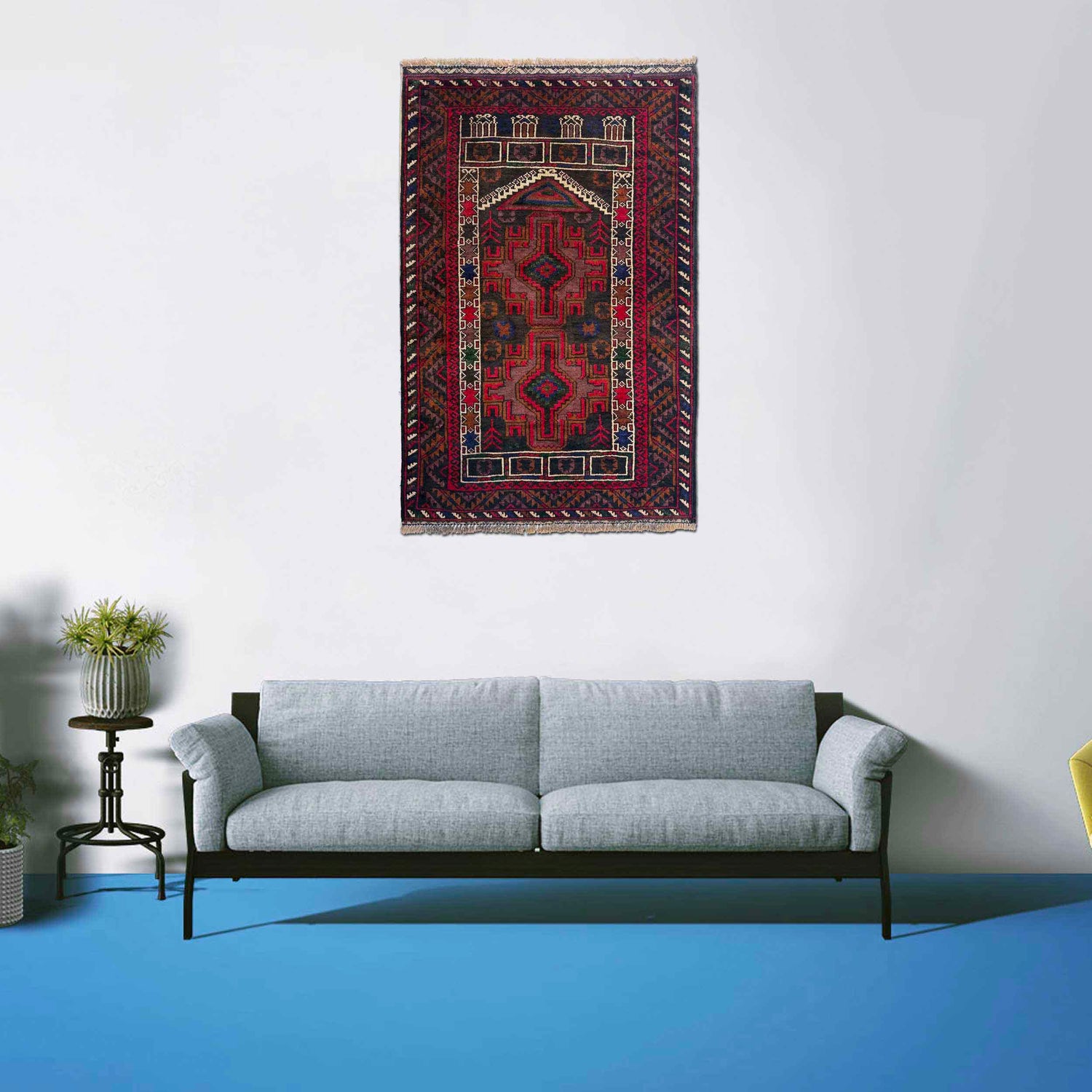 Baluchi Rug Handmade Multi Prayer Design 2x4 ft
