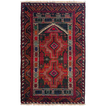Baluchi Rug Handmade Multi Prayer Design 2x4 ft