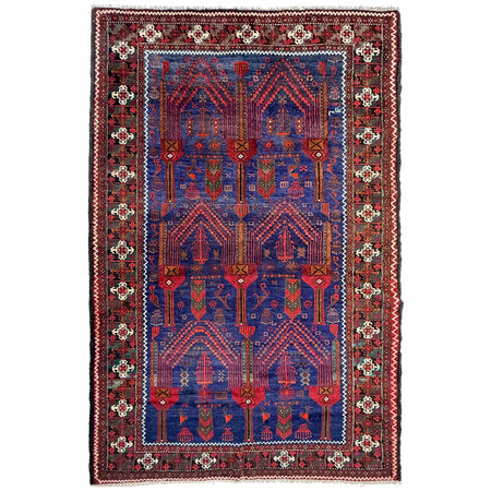 Natural Baluch Area Rug Handmade Multi Floral 6x9 ft