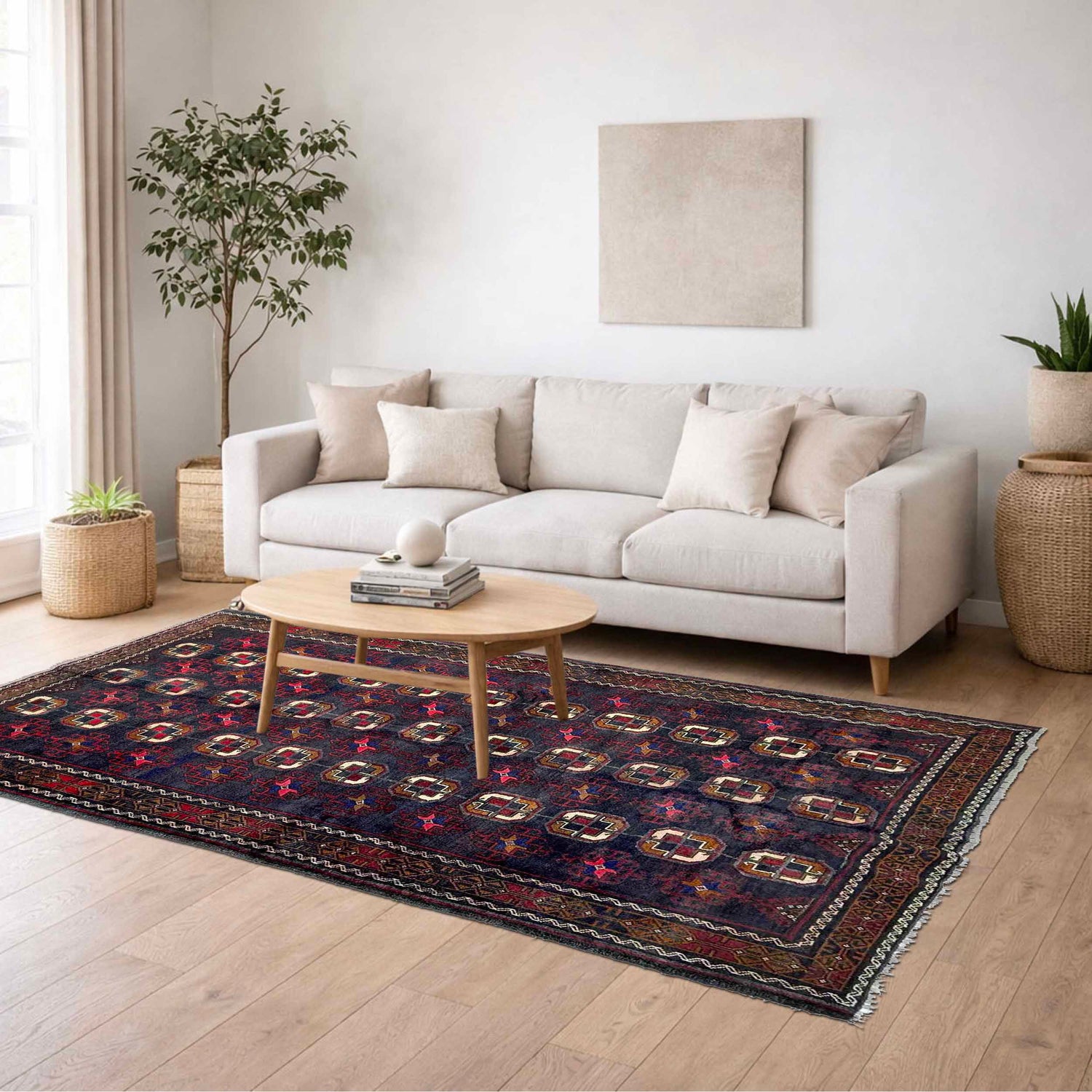 Baluchi Rug Handmade Multi Geometric 5x8 ft