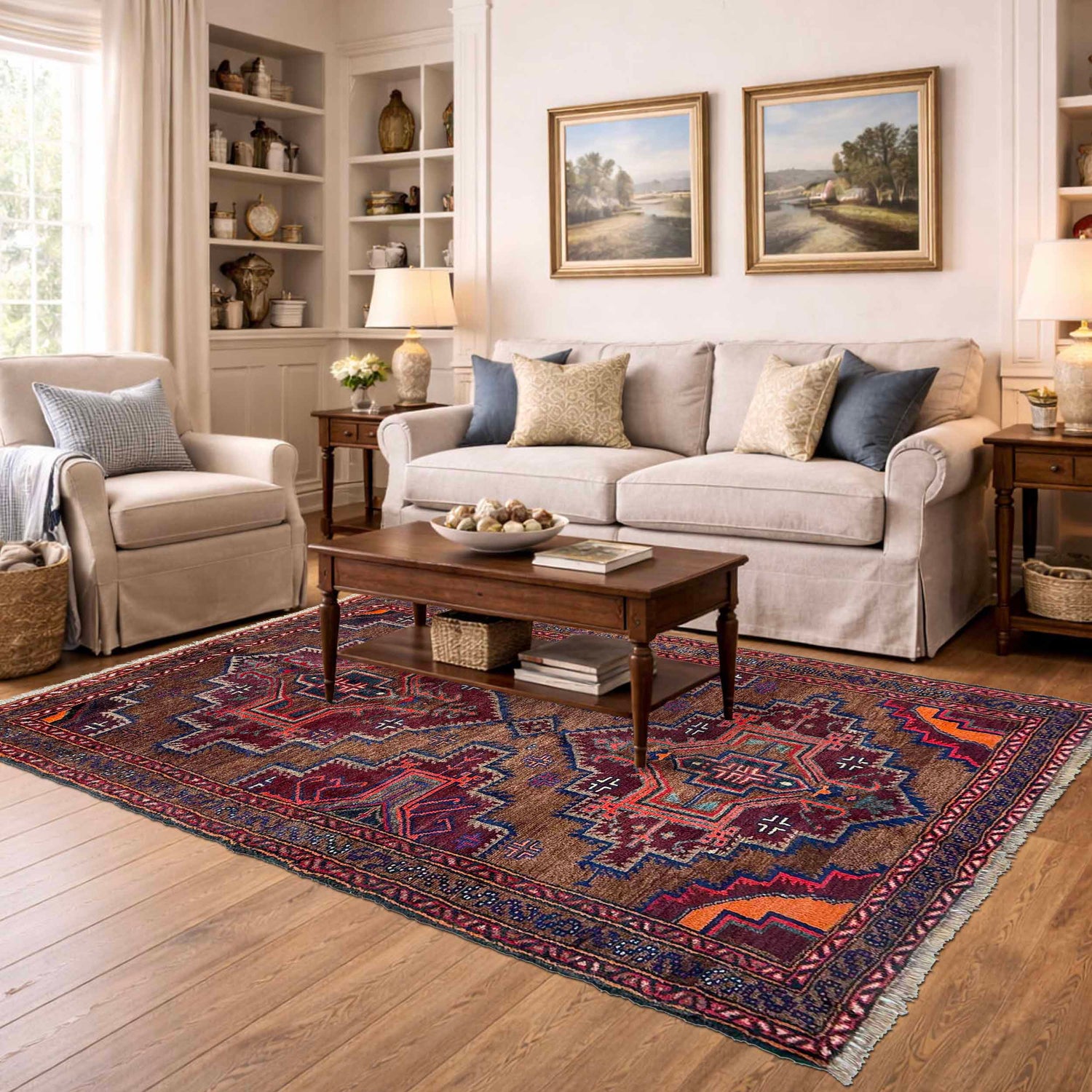 Baluchi Rug Handmade Multi Floral 4x6 ft
