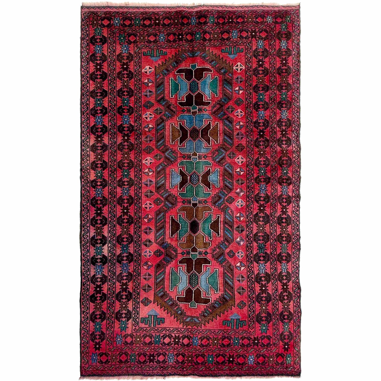 Baluchi Rug Handmade Multi Geometric 4x6 ft