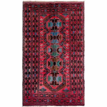 Baluchi Rug Handmade Multi Geometric 4x6 ft
