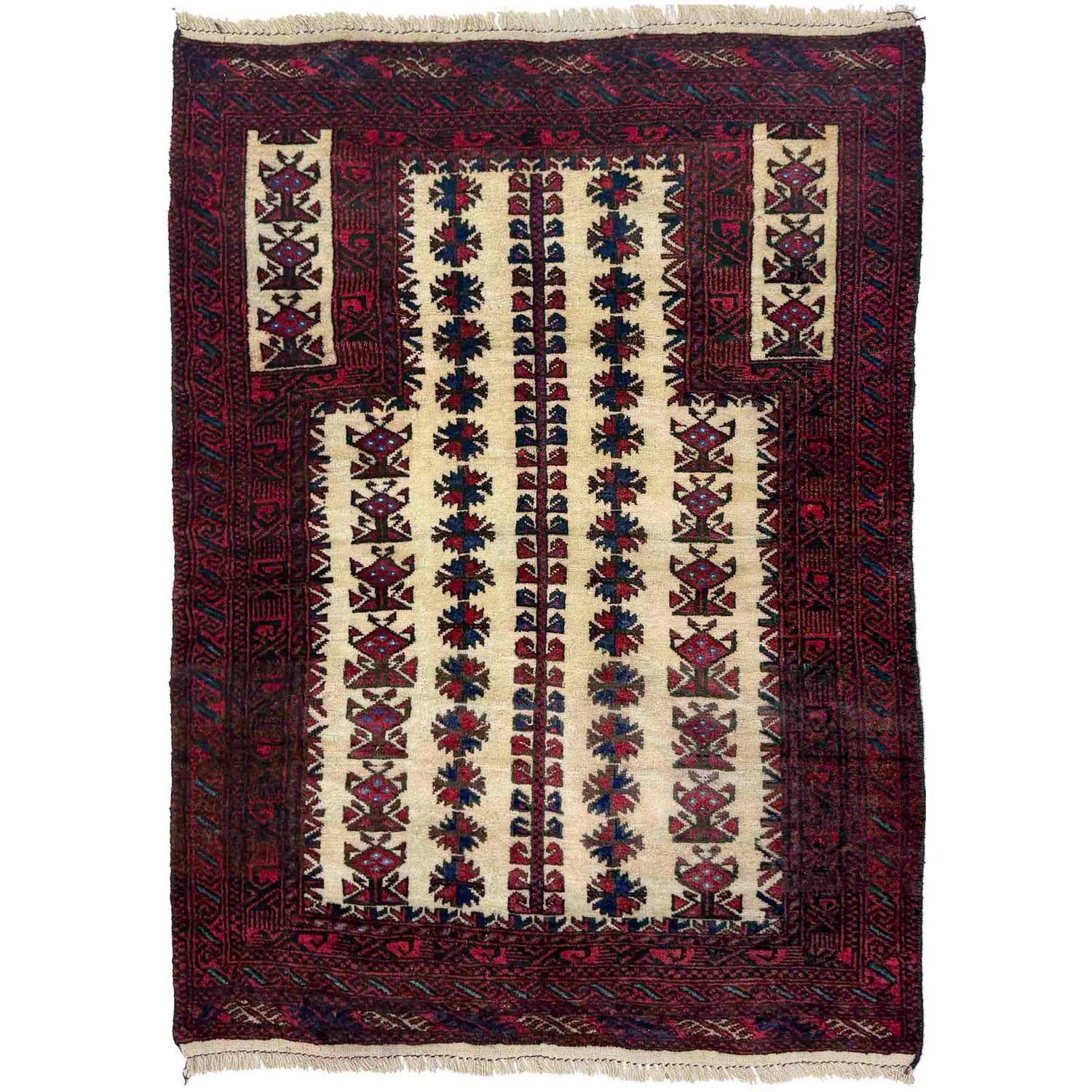 Baluchi Rug Handmade Multi Prayer Design 2x4 ft