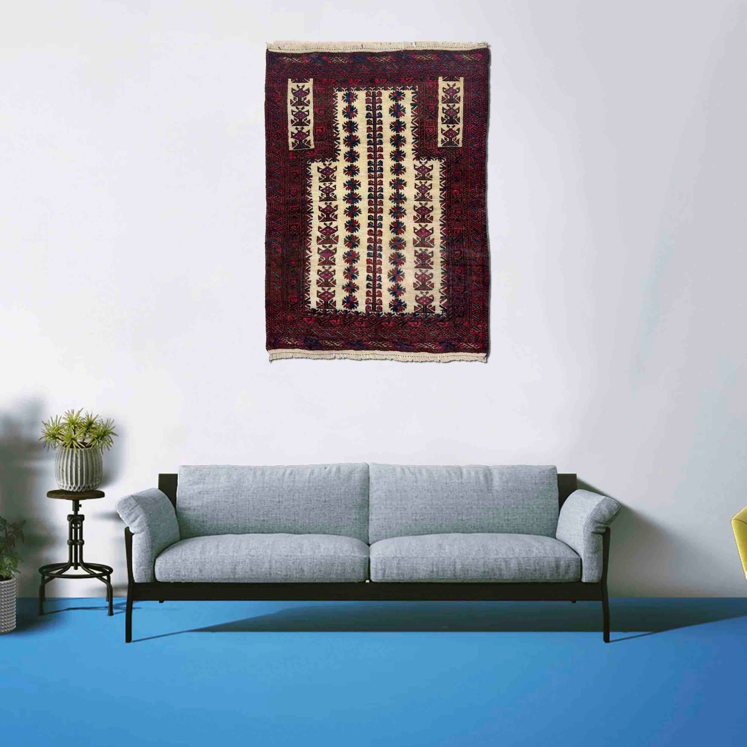 Baluchi Rug Handmade Multi Prayer Design 2x4 ft
