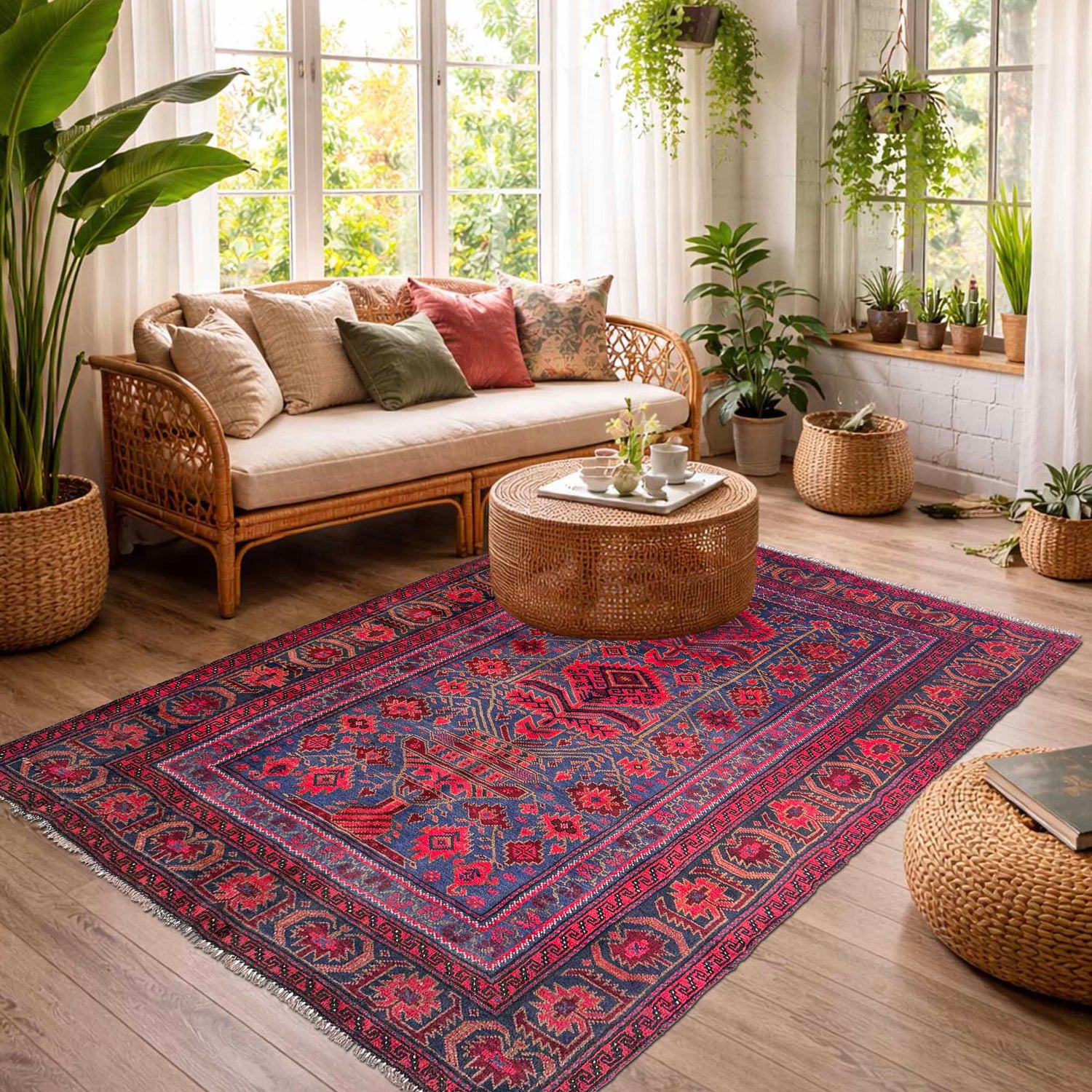 Baluchi Rug Handmade Multi Floral 4x6 ft