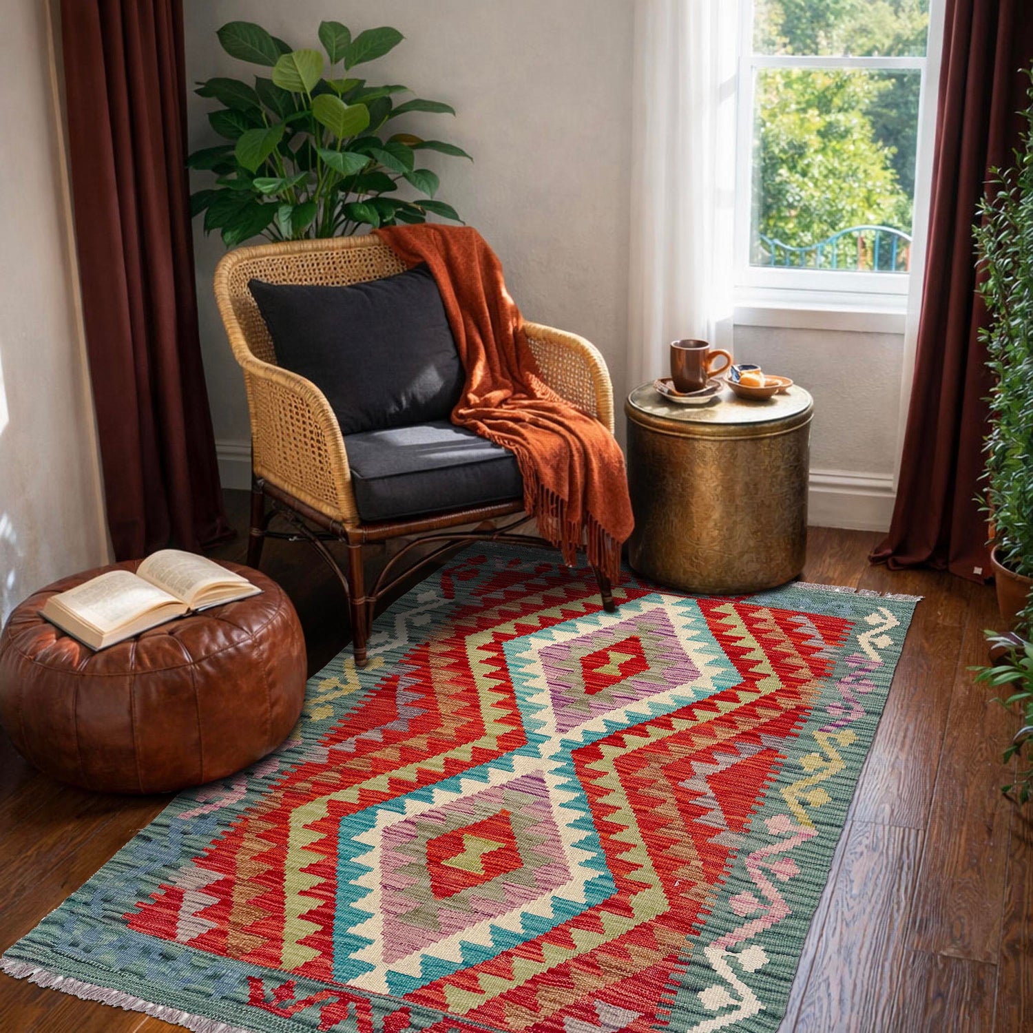 Handmade Multi Kilim Geometric 2x4 ft