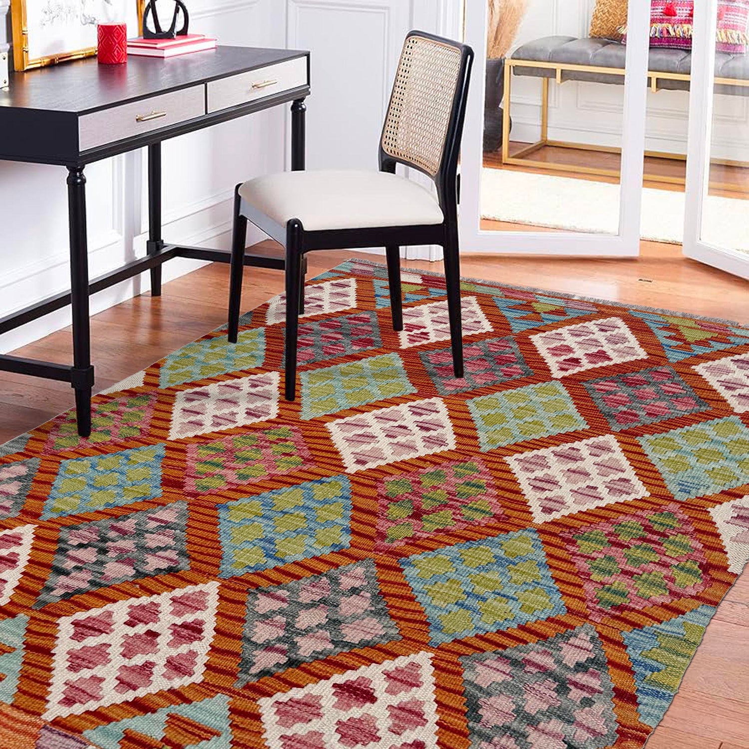 Handmade Multi Kilim Geometric 2x4 ft