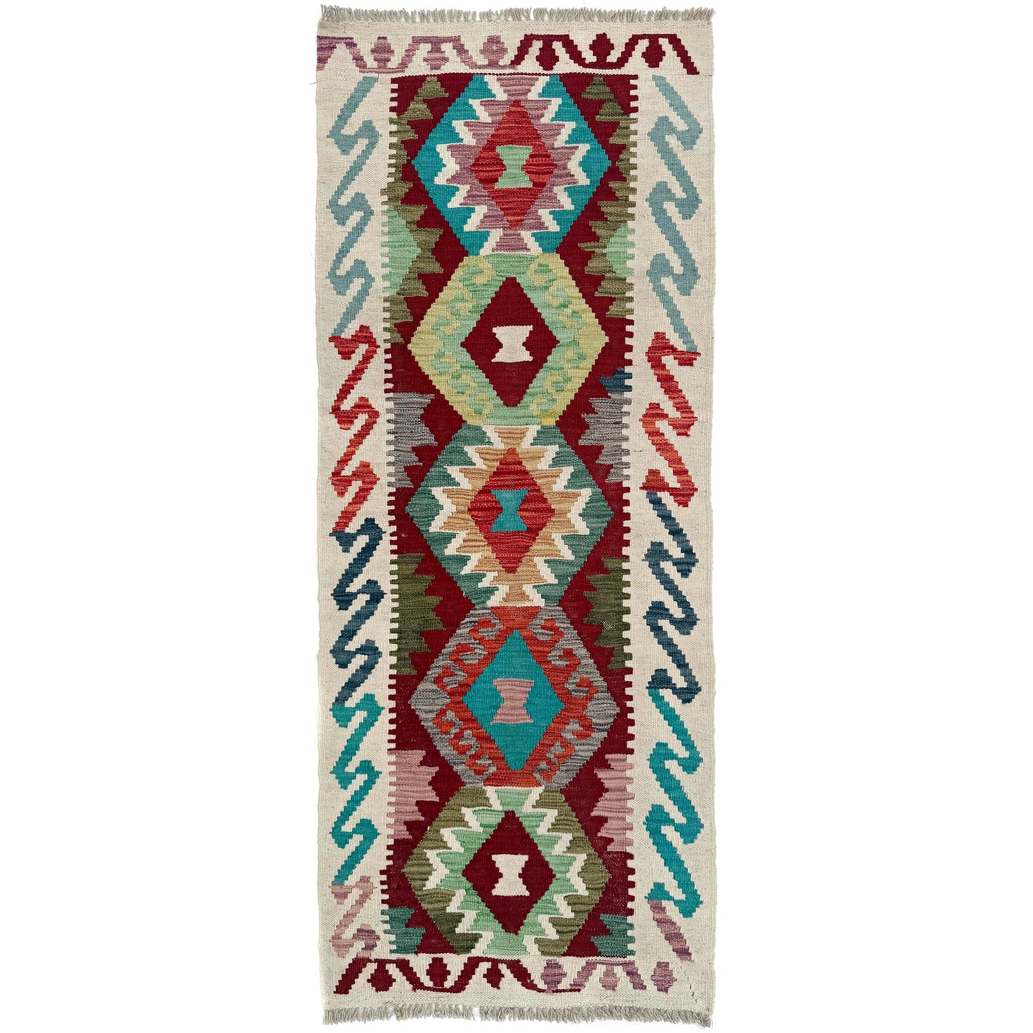 Handmade Multi Kilim Geometric 5' Runner