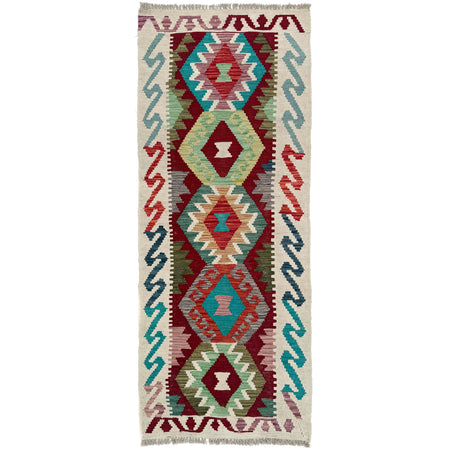 Handmade Multi Kilim Geometric 5' Runner