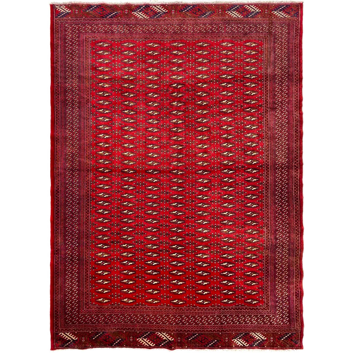 Bokhara Rug Handmade Deep Red Medallion 6x9 ft