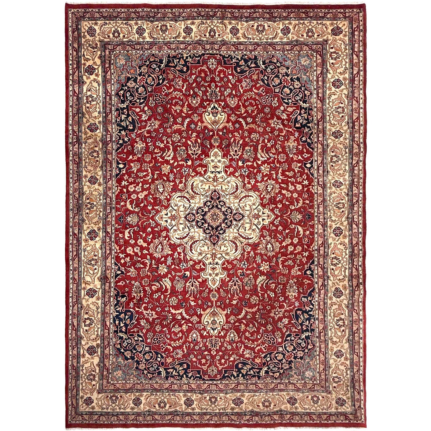 Kashan Area Rug Handmade Multi Medallion 9x12 ft