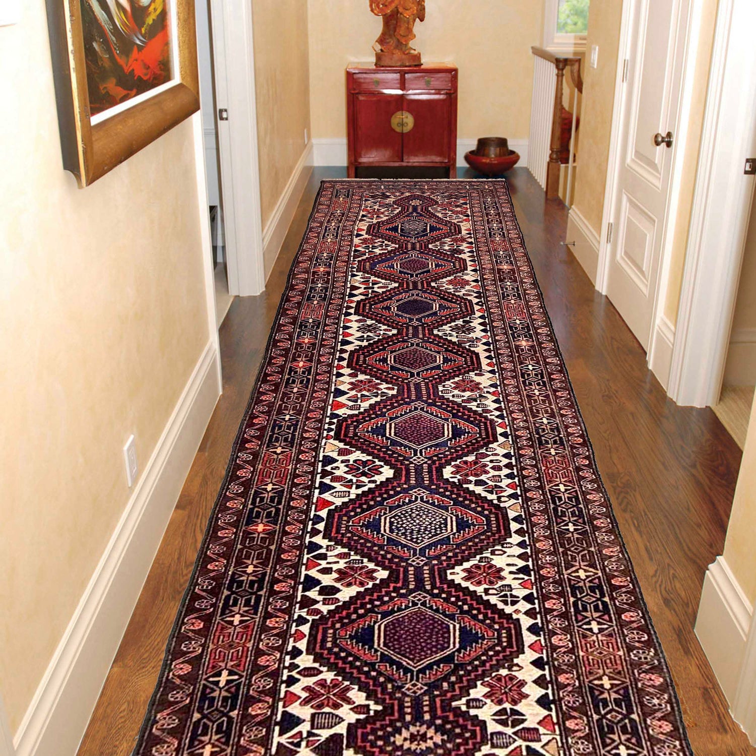 Barjasta Runner Rug Handmade Multi Floral 13' ft Runner