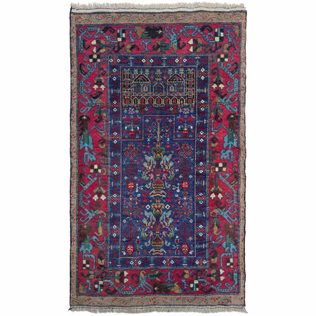 Baluchi Rug Handmade Multi Geometric 3x5 ft