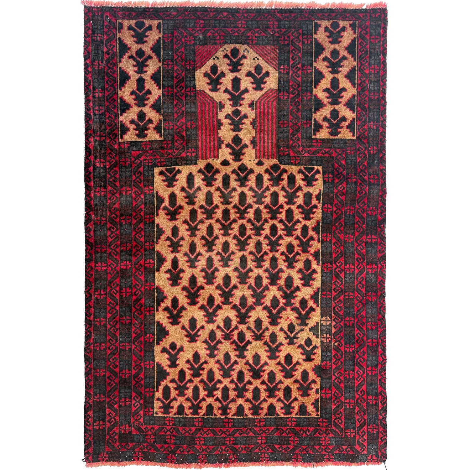 Baluchi Rug Handmade Multi Prayer Design 2x4 ft