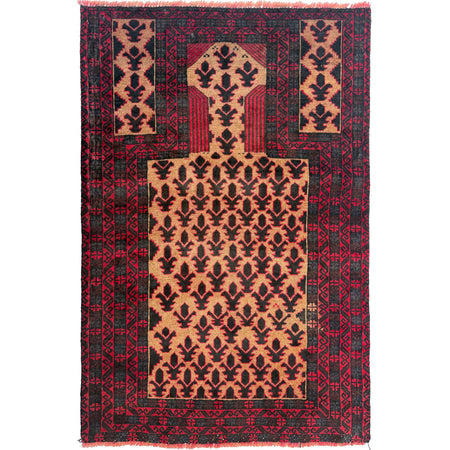 Baluchi Rug Handmade Multi Prayer Design 2x4 ft