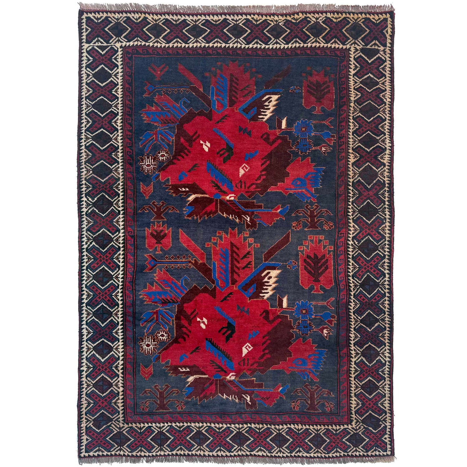 Baluchi Rug Handmade Multi Floral 4x6 ft