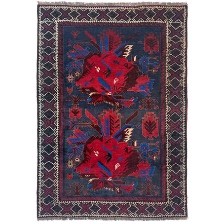 Baluchi Rug Handmade Multi Floral 4x6 ft