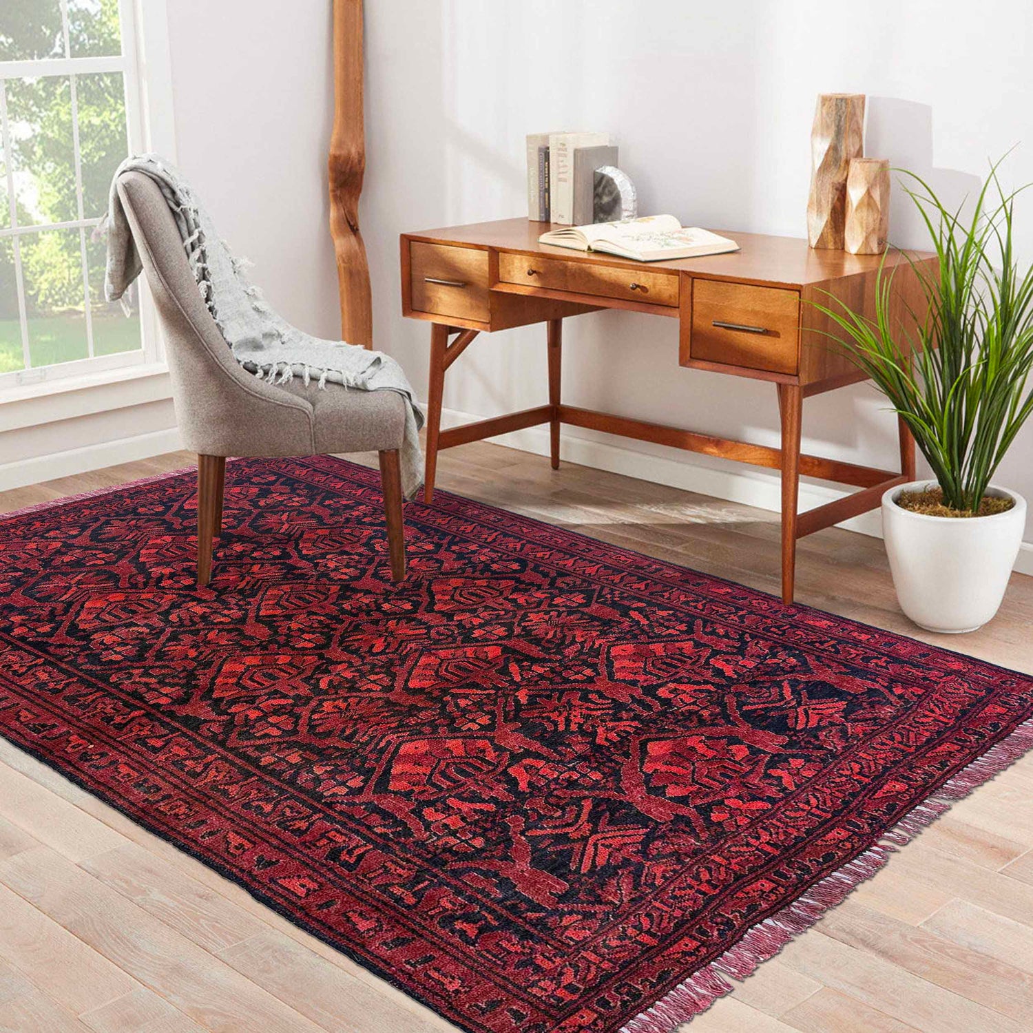 Baluchi Rug Handmade Multi Geometric 2x4 ft