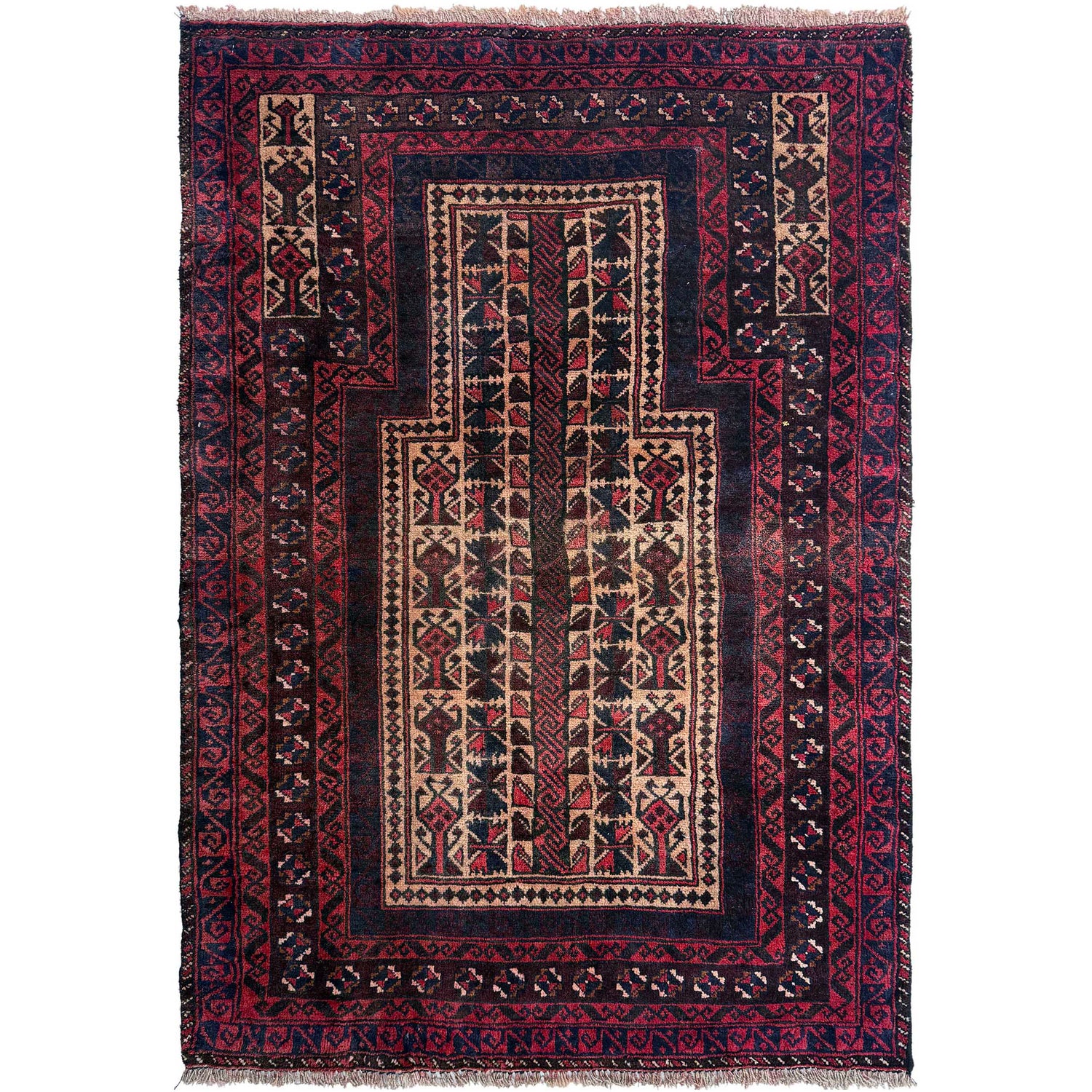 Baluchi Rug Handmade Multi Prayer Design 2x4 ft