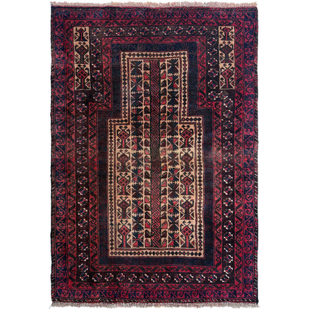 Baluchi Rug Handmade Multi Prayer Design 2x4 ft