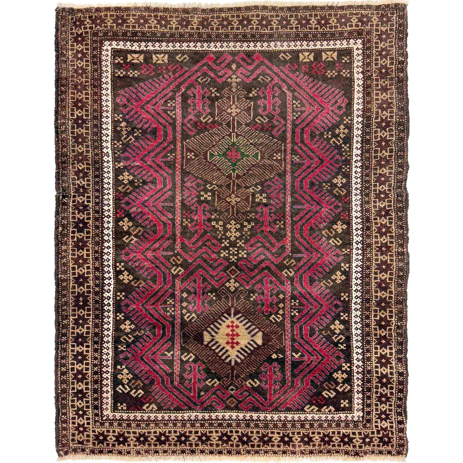 Baluchi Rug Handmade Red Geometric 2x4 ft