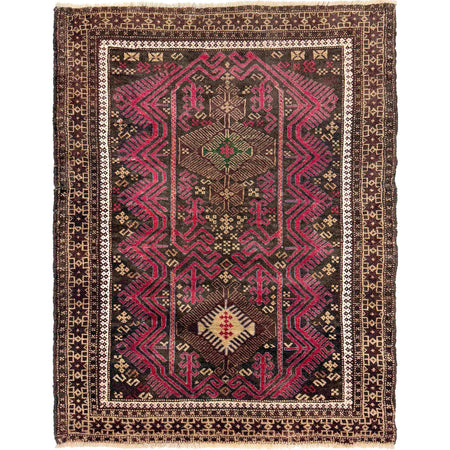 Baluchi Rug Handmade Red Geometric 2x4 ft