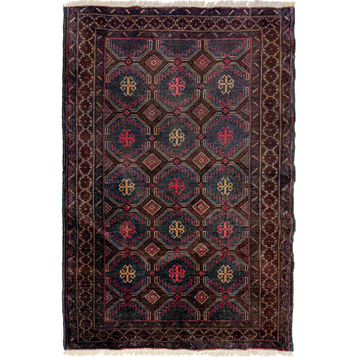 Baluchi Rug Handmade Multi Geometric 2x4 ft