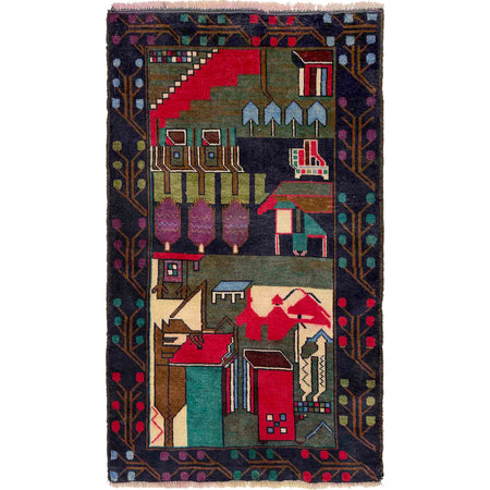 Pictorial Rug Handmade Multi Design