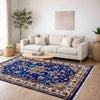Jaldar Area Rug Handmade Blue Floral 4x6 ft