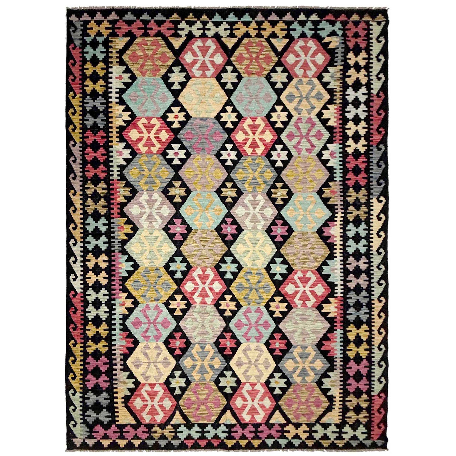 Handmade Multi Kilim Geometric 7x10 ft
