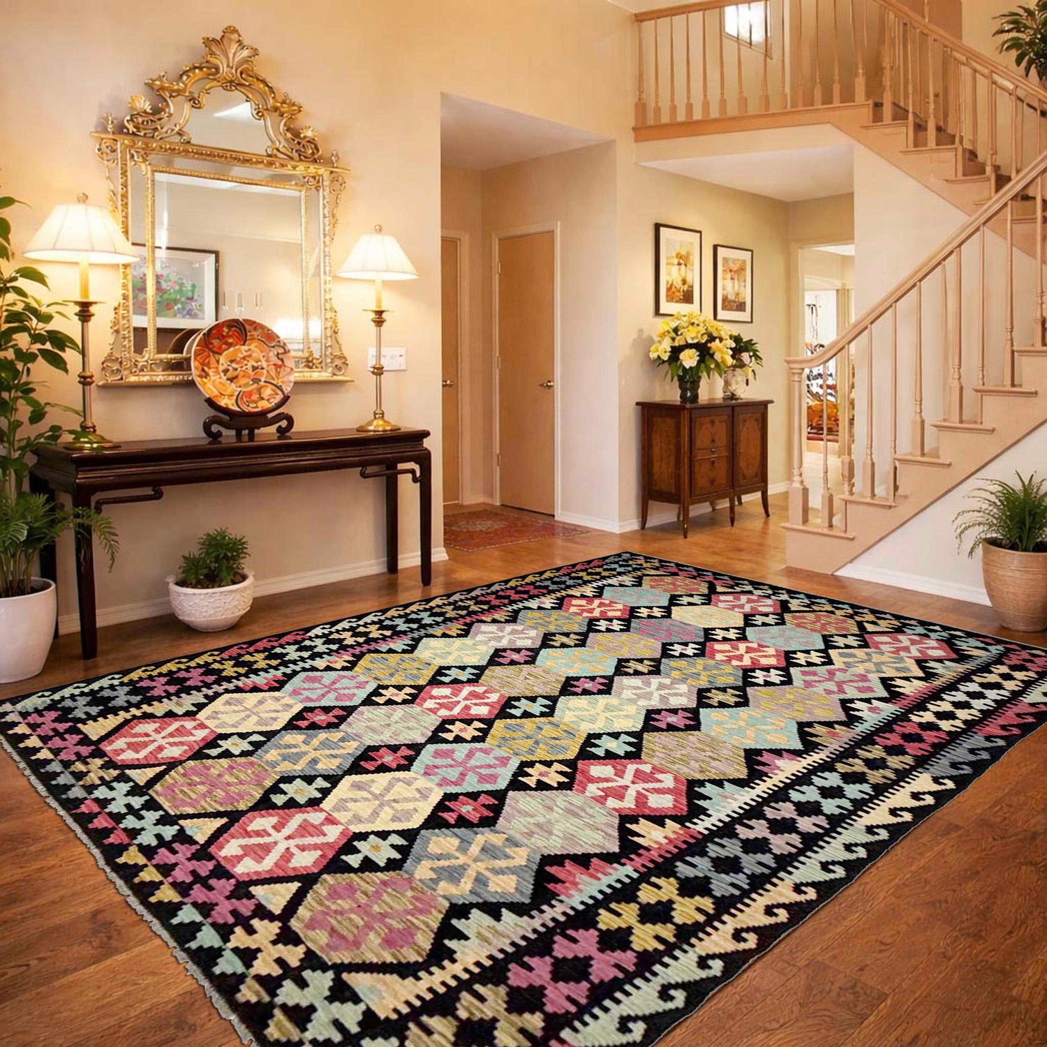 Handmade Multi Kilim Geometric 7x10 ft