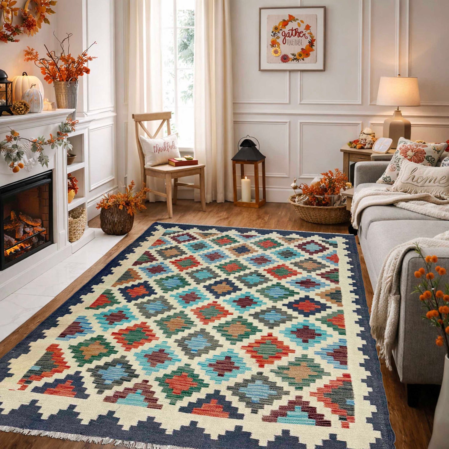 Handmade Multi Kilim Geometric 4x7 ft