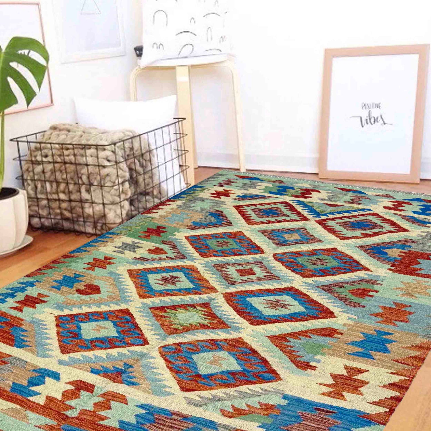 Handmade Multi Kilim Geometric 4x7 ft