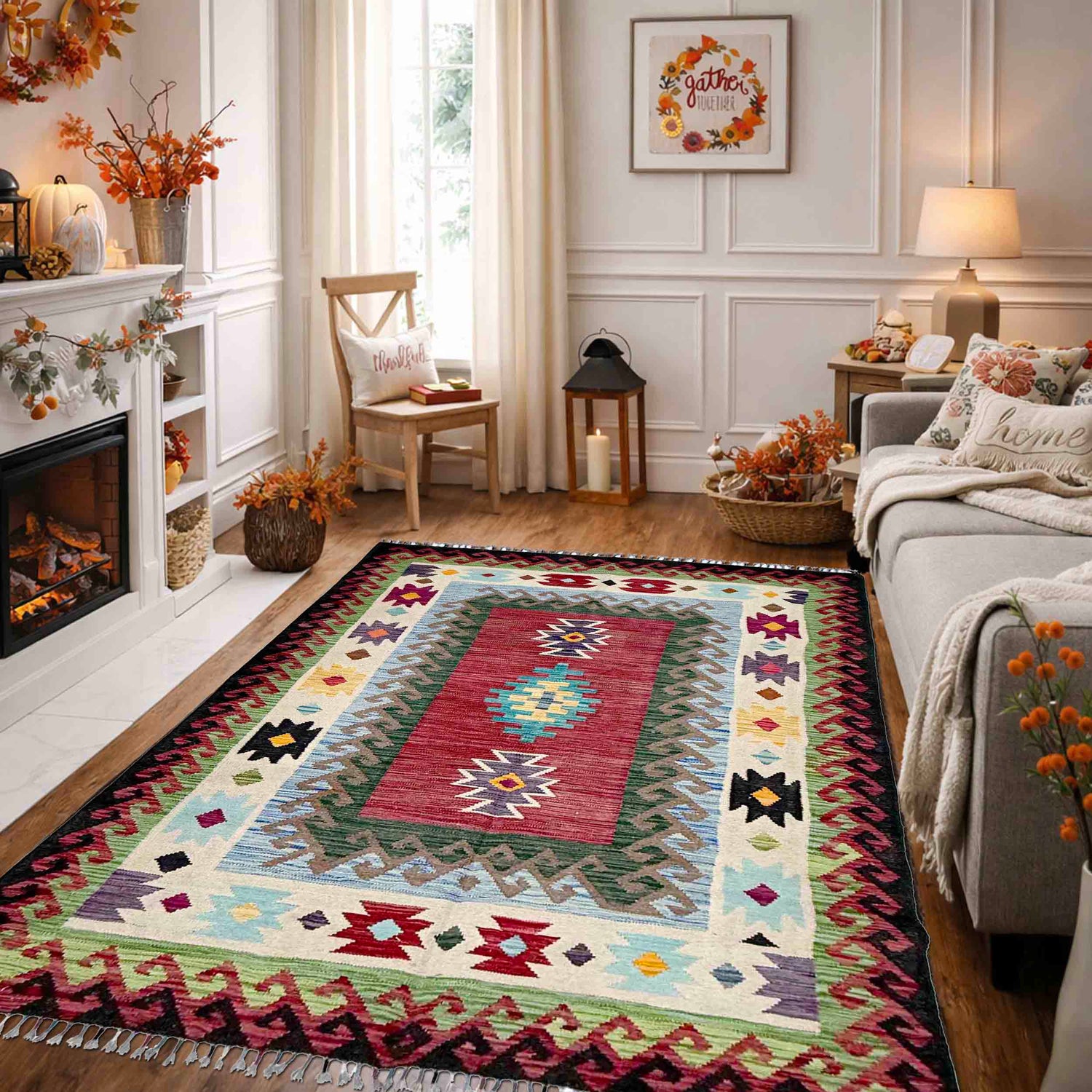 Handmade Multi Kilim Geometric 4x7 ft