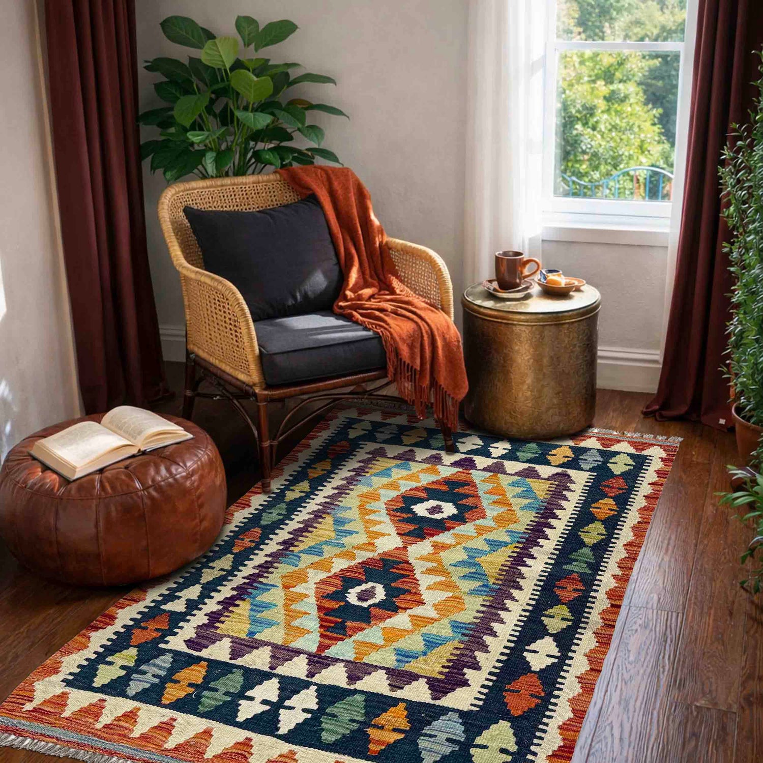 Handmade Multi Kilim Geometric 2x4 ft