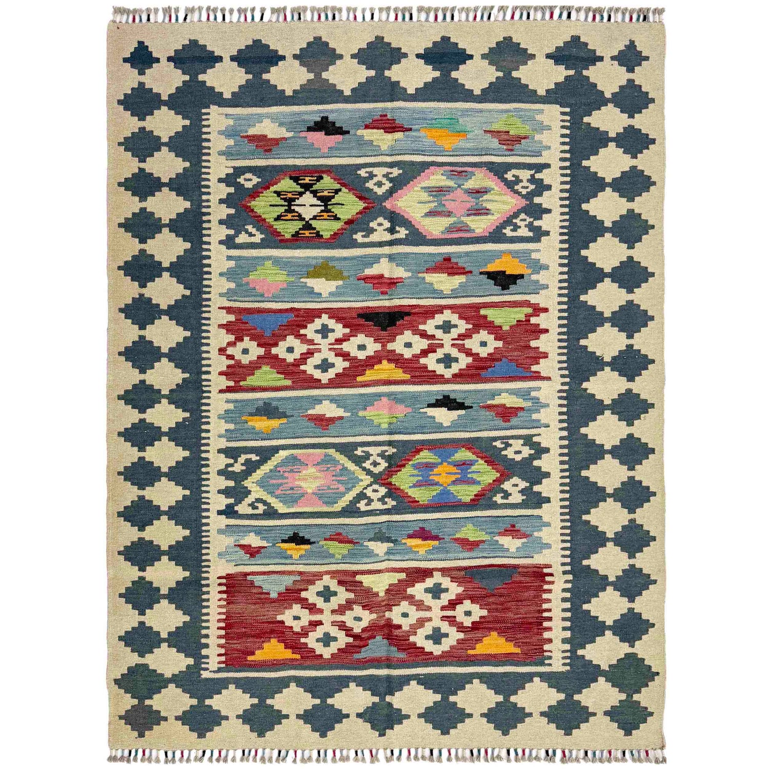 Handmade Multi Kilim Geometric 4x7 ft