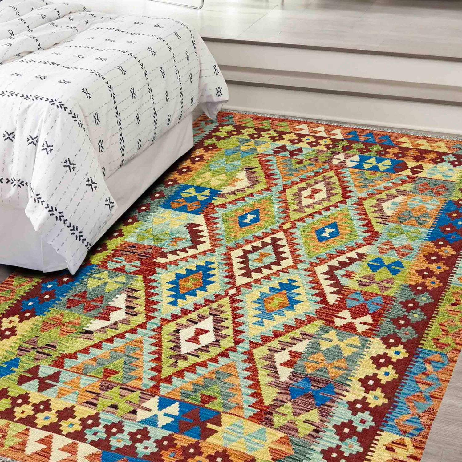 Handmade Multi Kilim Geometric 4x7 ft