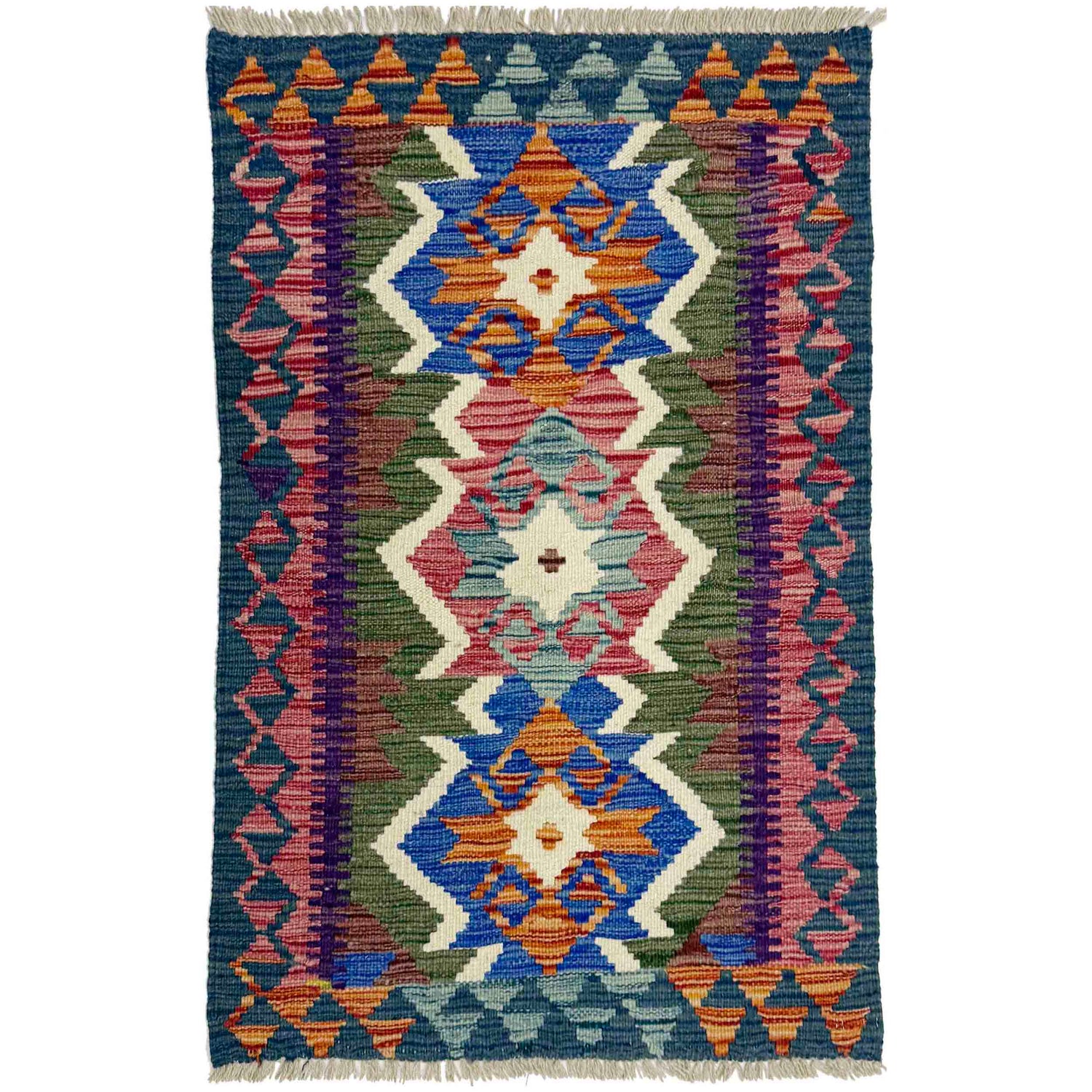 Handmade Multi Kilim Geometric 2x4 ft