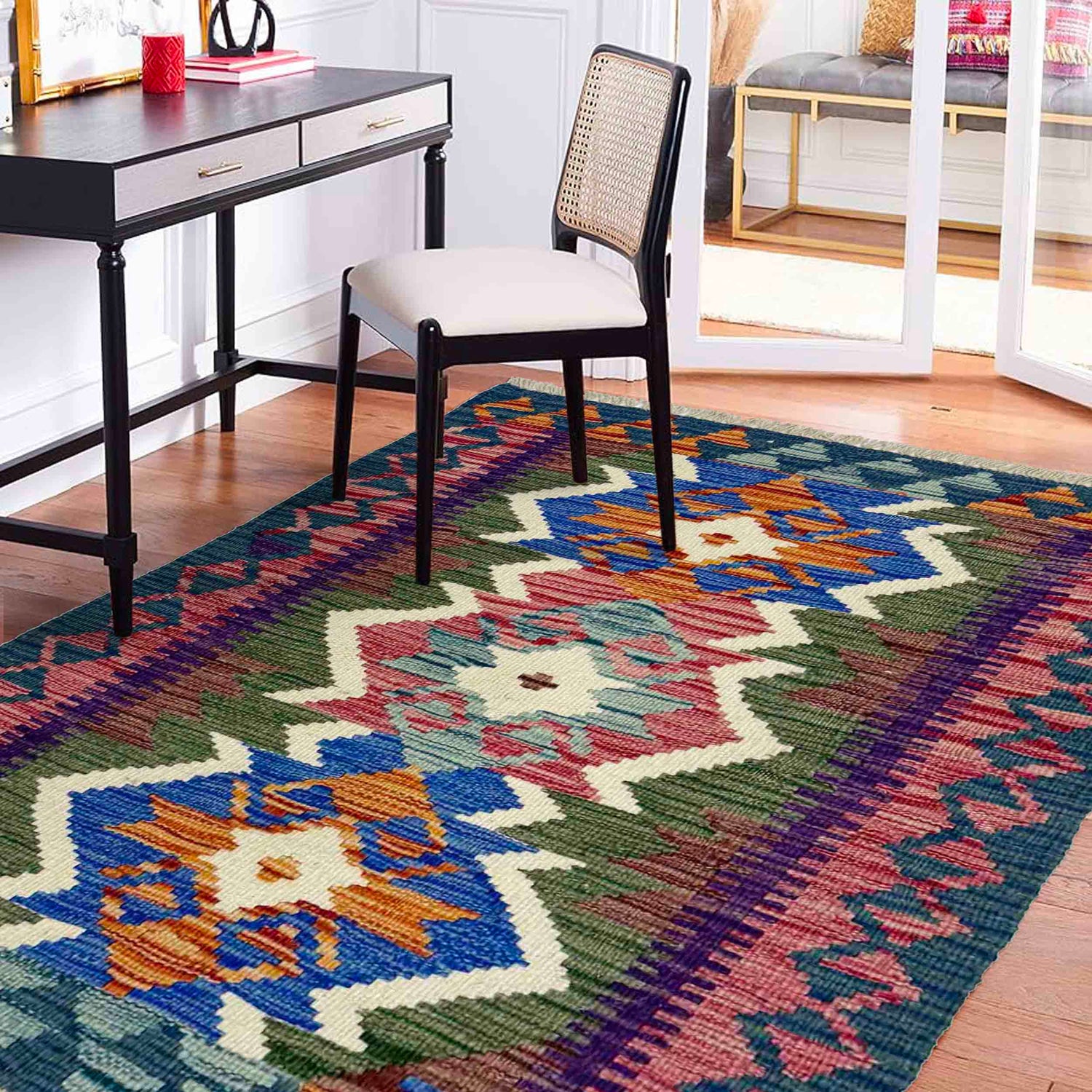 Handmade Multi Kilim Geometric 2x4 ft