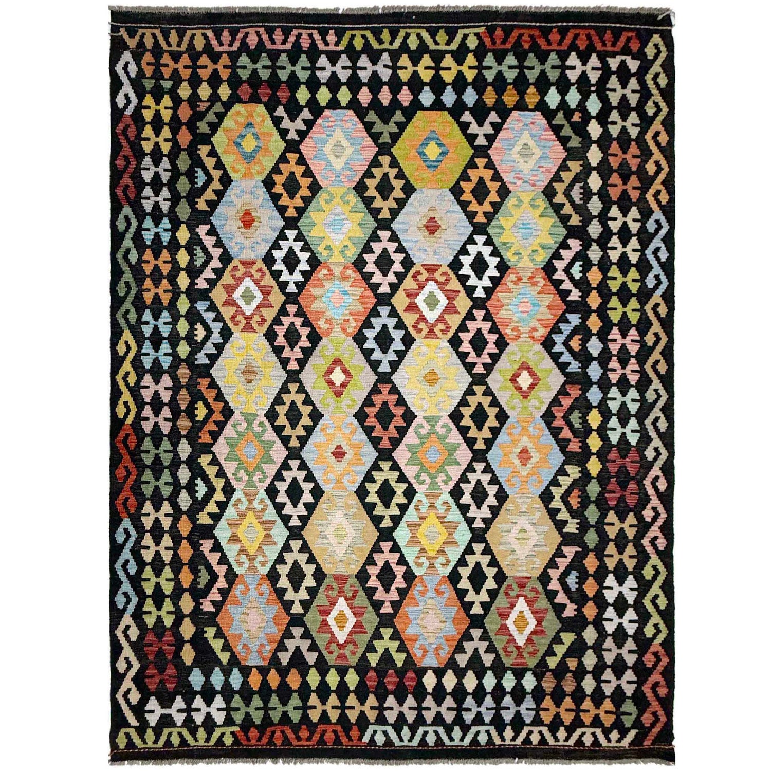 Handmade Multi Kilim Geometric 7x10 ft