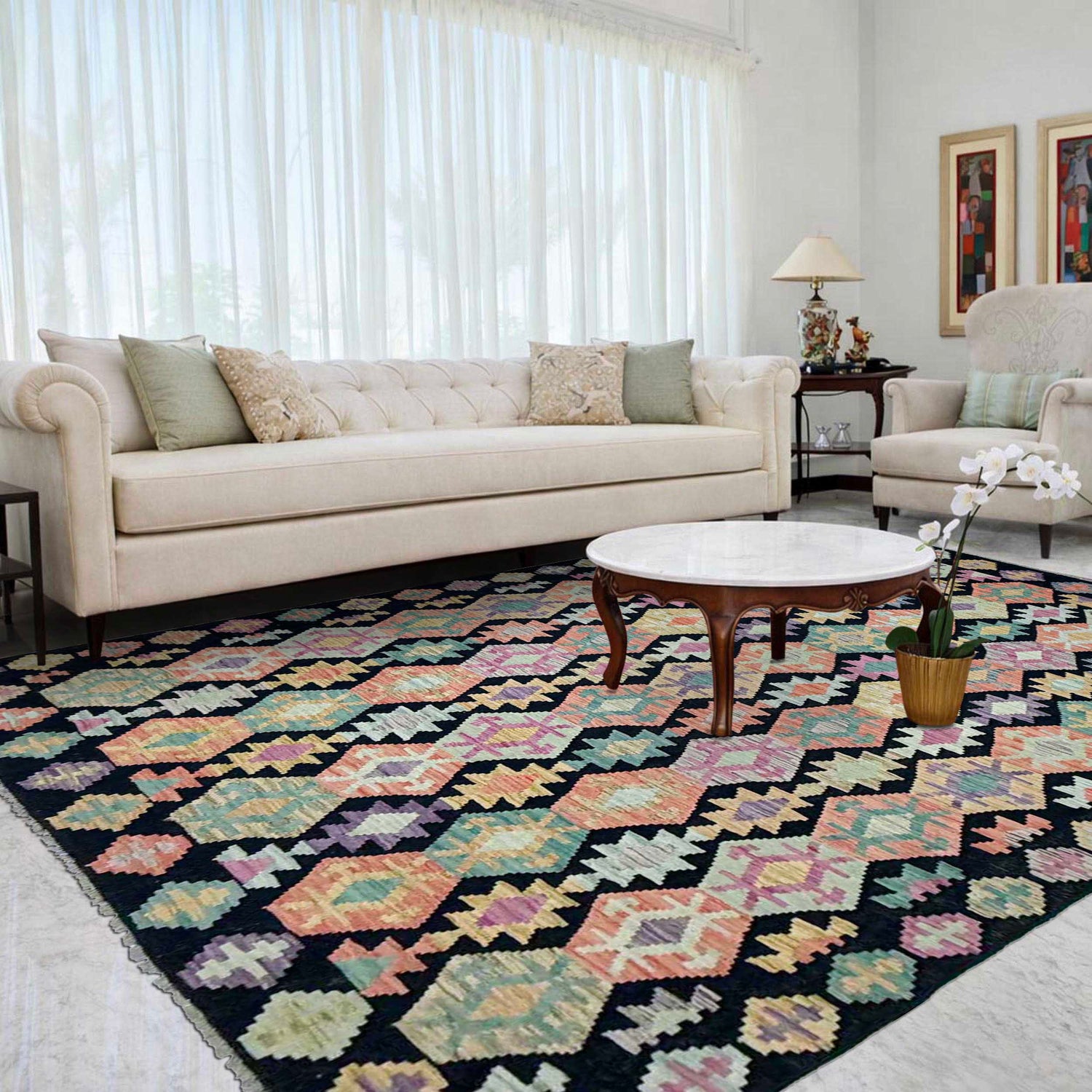 Handmade Multi Kilim Geometric 7x10 ft