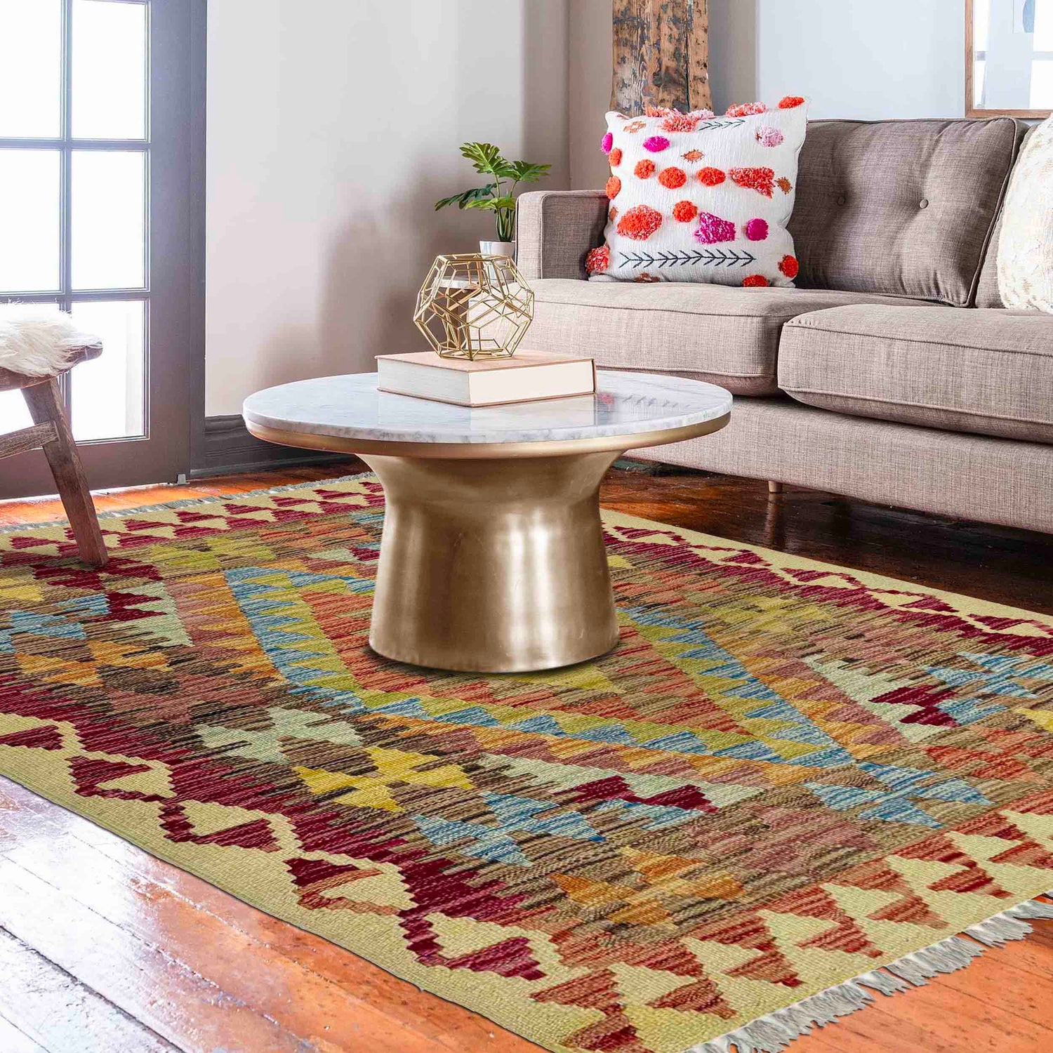 Handmade Multi Kilim Geometric 3x5 ft