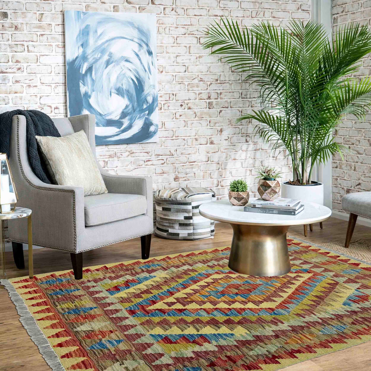 Handmade Multi Kilim Geometric 3x5 ft
