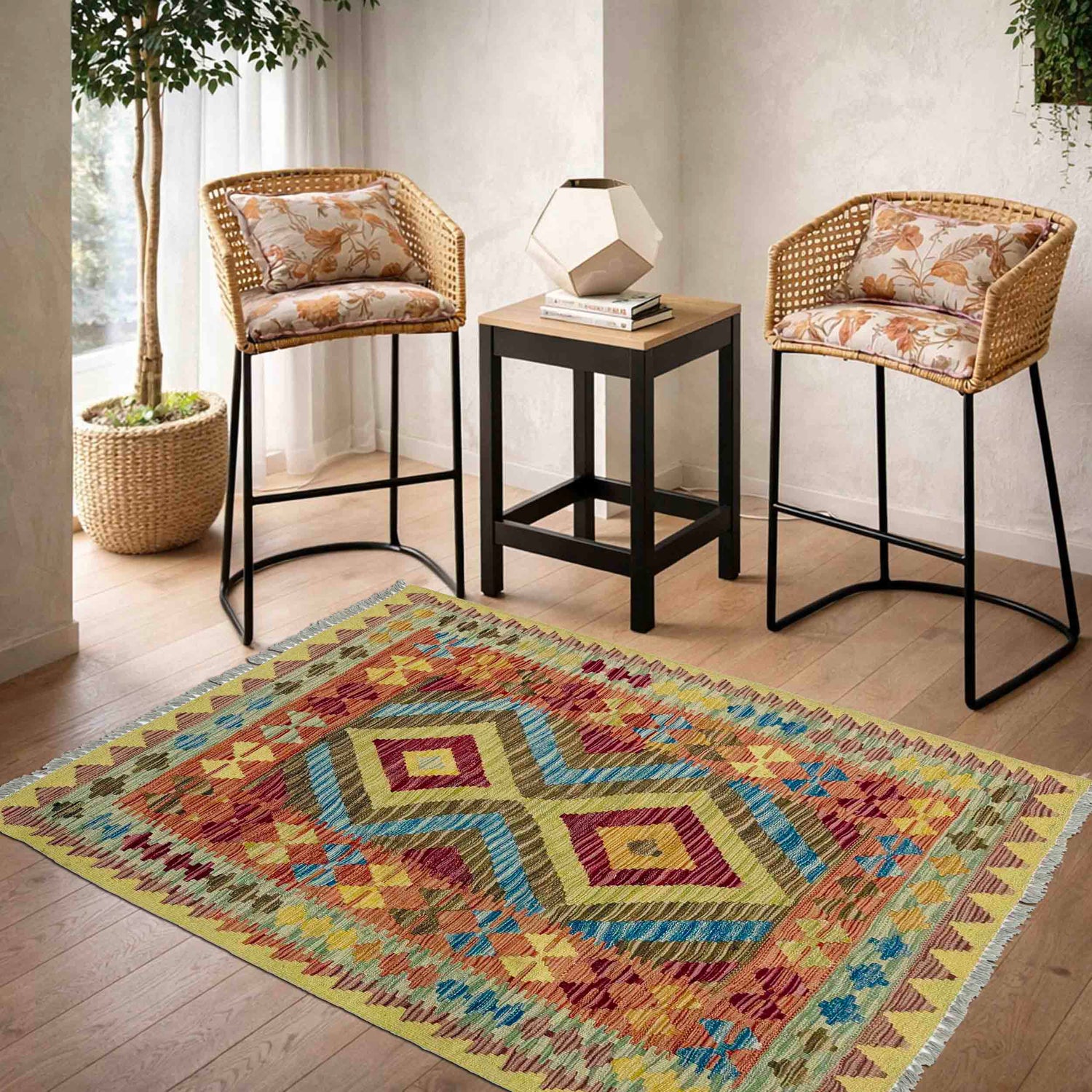 Handmade Multi Kilim Geometric 3x5 ft