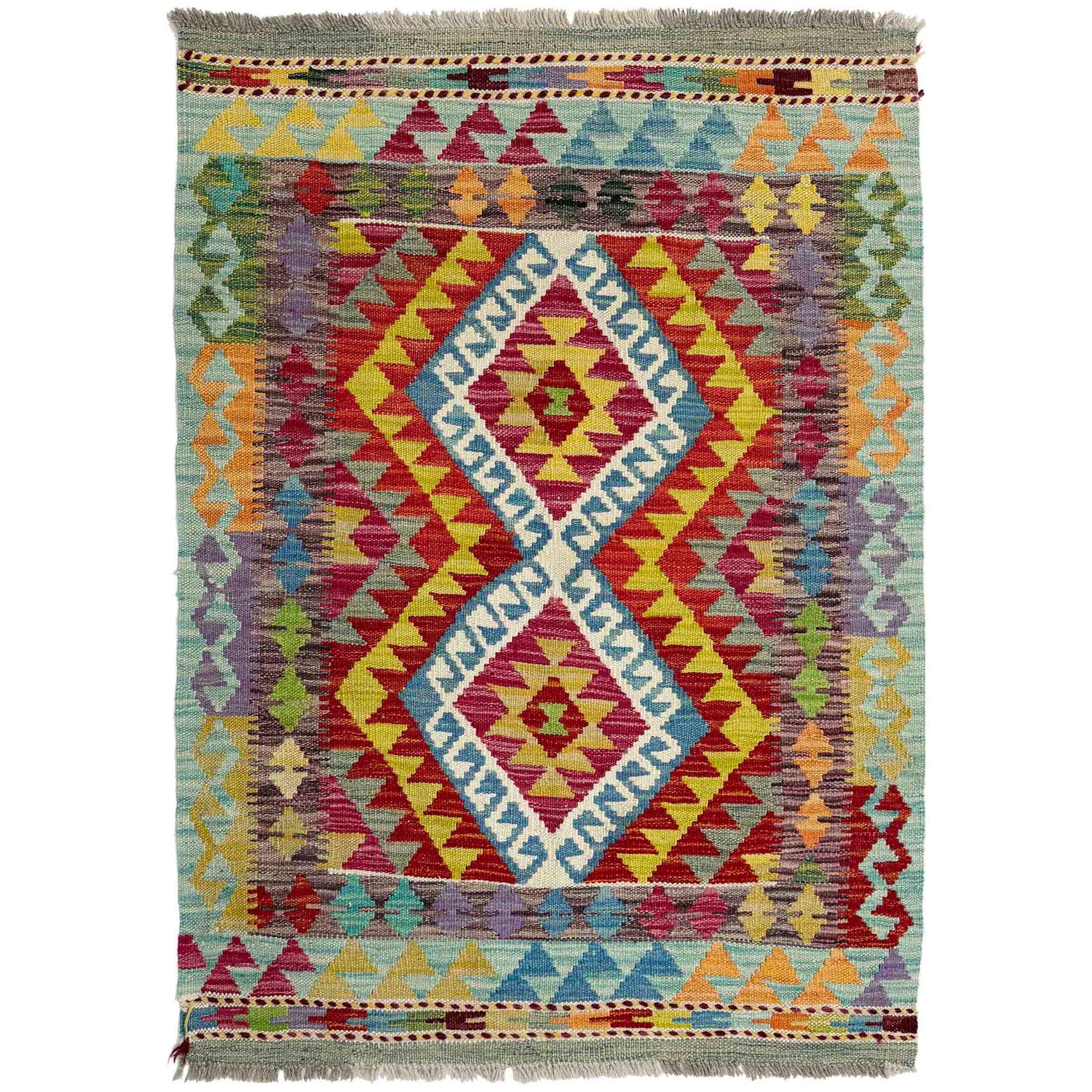 Handmade Multi Kilim Geometric 2x4 ft