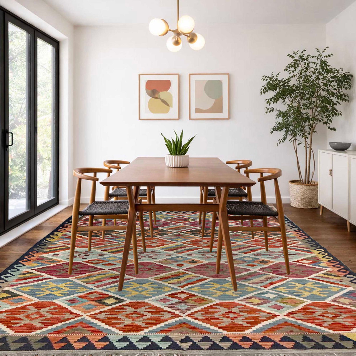 Handmade Multi Kilim Geometric 5x8 ft